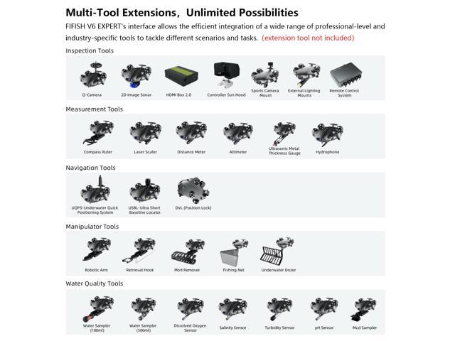 QYSEA FIFISH V6 Expert Underwater ROV Drone - M100 Bundle | 100M Tether & Spool + Lightweight EPP Case Included