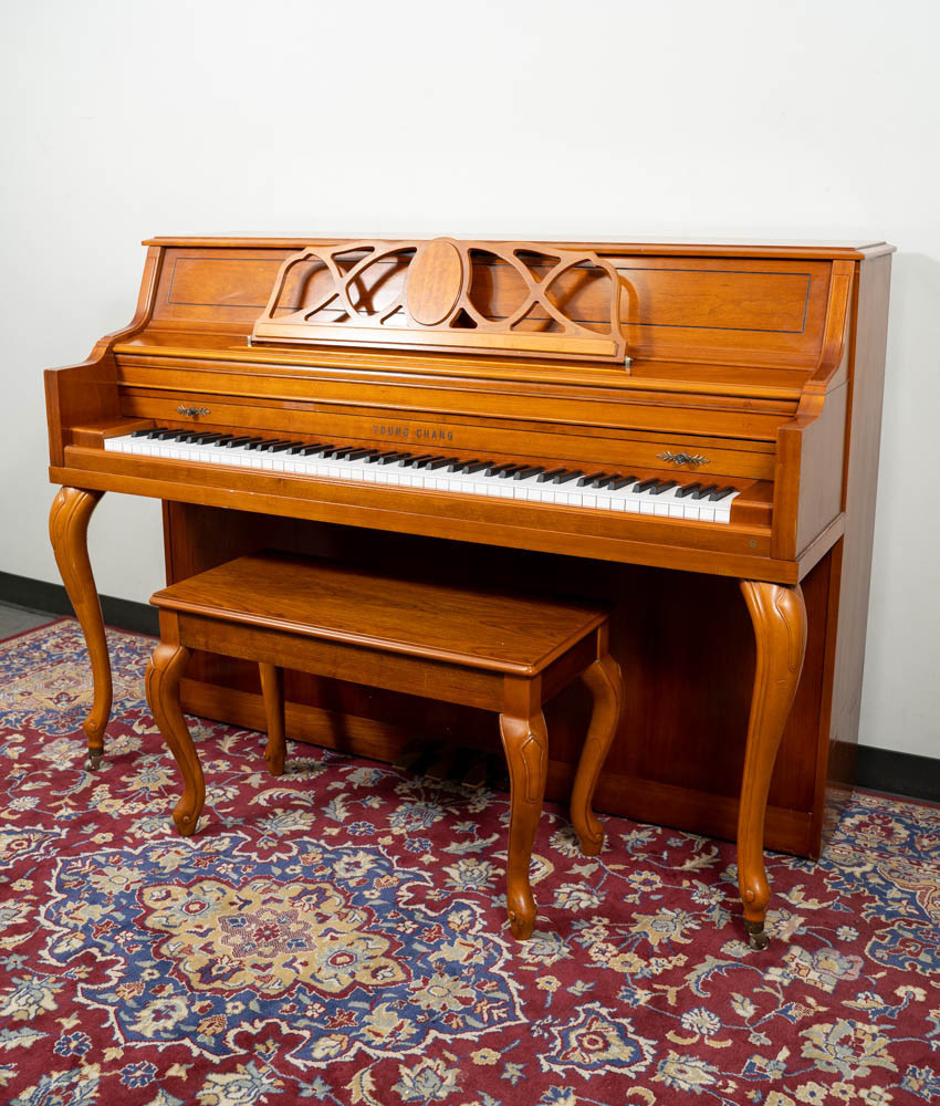 1989 Young Chang 42 F-108 Upright Piano Satin Oak