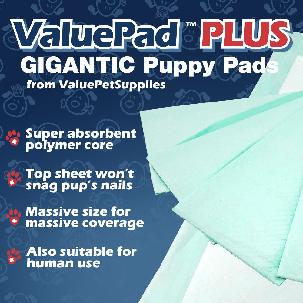 ValuePad Plus Puppy Pads, XXL Gigantic 28x44 Inch, 100 Count - Premium Pee Pads for Dogs, Tear Resistant, Super Absorbent Polymer Gel Core, 5-Layer Design 