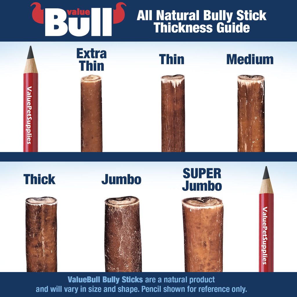 Bully Sticks, Low Odor Premium Dog Chews, Thick 6